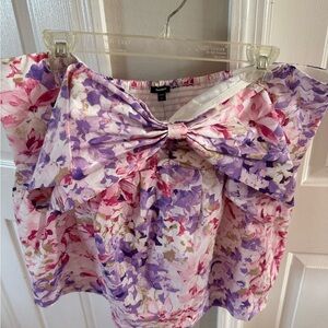 Express Floral Bow Blouse - Pink and Purple